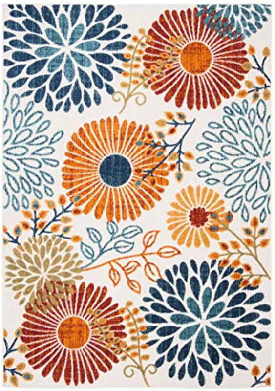 VIKAMA Moderner Outdoor-Teppich mit Blumenmuster, rutschfest und faltbar, Mehrfarbig, B/T: 160 x 80 cm - Bild 3
