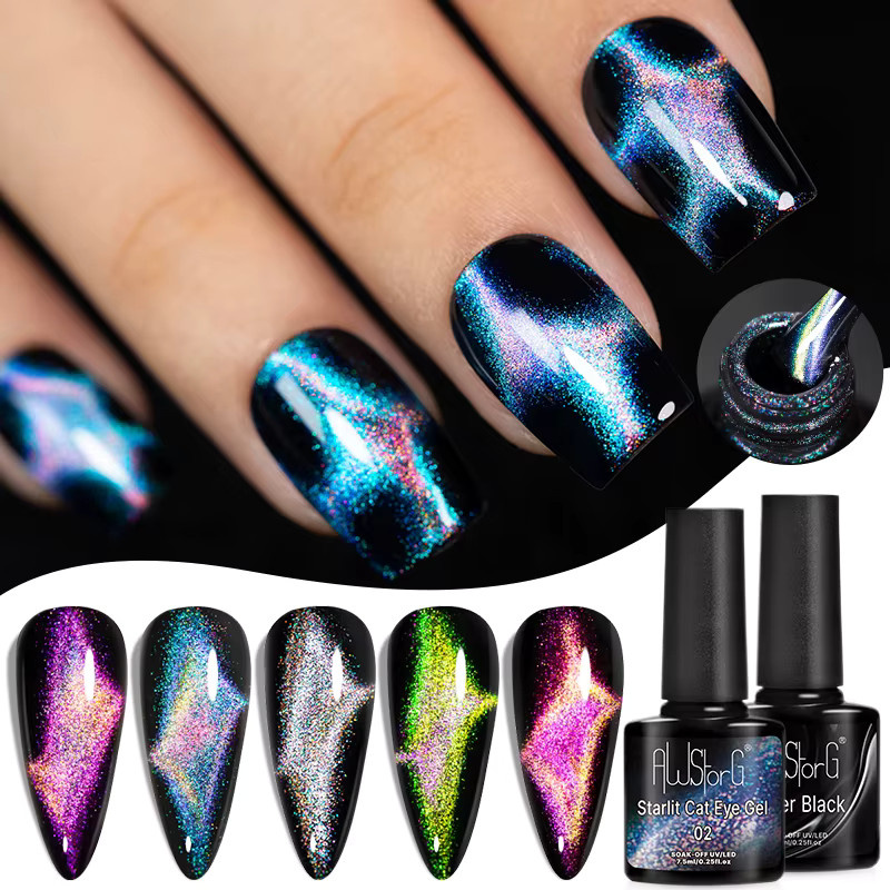 AWStorG Magnetgel Katzenaugen-Glitzer, 7,5 ml, bunt, semi-permanent - Bild 2