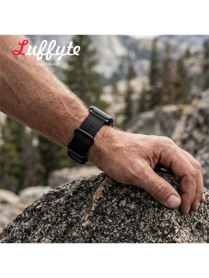 luffyte Uhrenarmband Nylon, Schwarz, Herren - Bild 5