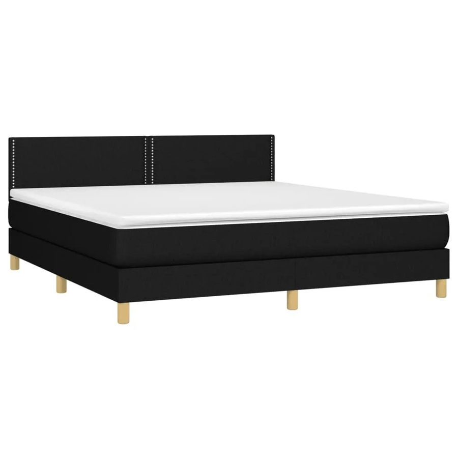 vidaXL Boxspringbett Hybrid mit Matratze Schwarz Stoff B: 180 cm, T: 200 cm, H: 203 cm - Bild 2