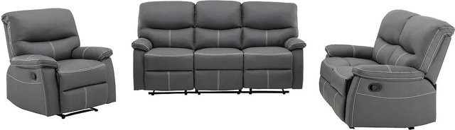 Vente-unique Couchgarnitur Canby in Grau mit Sessel aus Kunstleder, B/T/H: 183 x 133 x 79 cm - Bild 1
