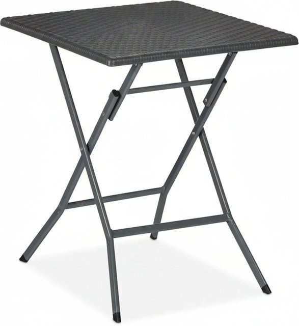 Relaxdays Gartentisch in Rattanoptik aus Kunststoff und Stahl, grau, klappbar, B/T/H: 62 x 62 x 73 cm - Bild 1