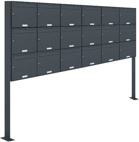 AL Briefkasten-System für 18 Parteien, freistehend, grau, B/H/T: 237,8 x 170 x 11,6 cm - Bild 1