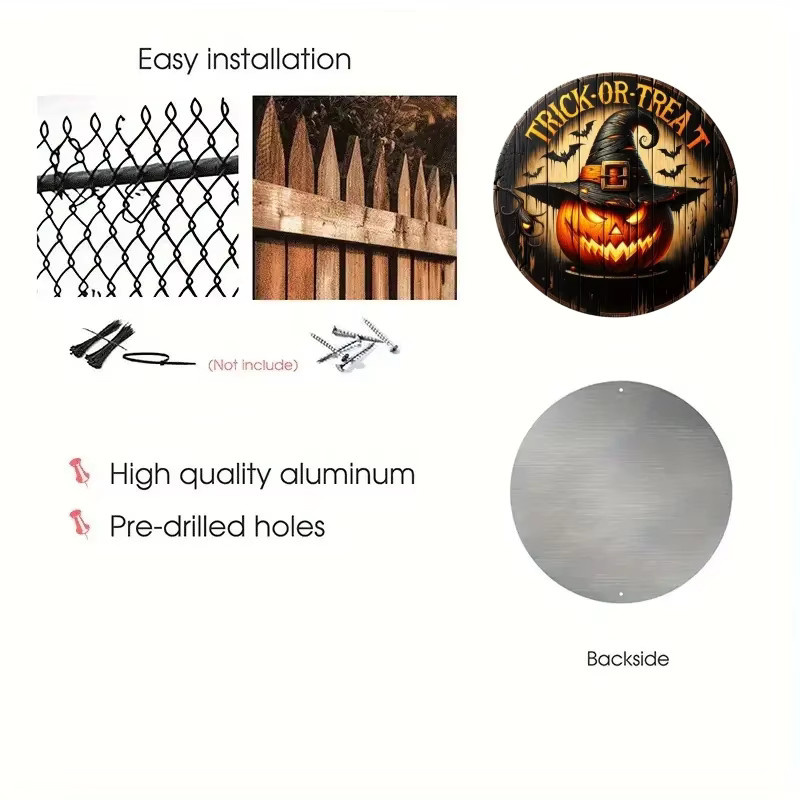 Rundes Halloween Wandschild aus Metall von Potdemiel mit abstraktem Design, Durchmesser: 20 cm - Bild 3