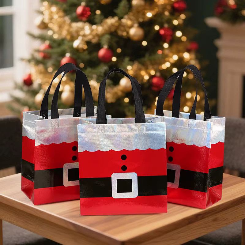 ZQNYCY Weihnachtliche Santa Claus Geschenktaschen aus Vlies in Rot mit Griff für Kinder und Dekoration - Bild 6