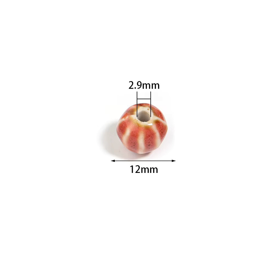 louleur Keramikperlen, Wassermelonen-Blumenglasur, Bunt, 12 mm - Bild 2
