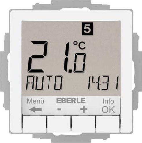 Eberle UTE 4800-R-RAL9016-G-55 Raumthermostat Unterputz in Weiß mit Tages- und Wochenprogramm für Heizen und Kühlen - Bild 1