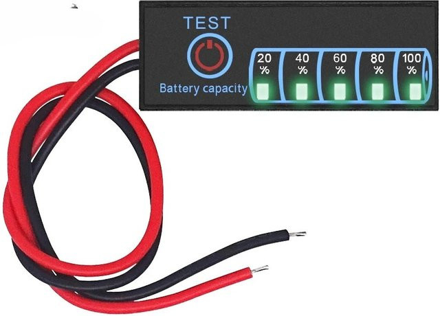 Batteriestandsanzeige DC 5V-30V für Ternäre Lithiumbatterie, Lithium-Eisenphosphat und Blei-Säure-Batterien in Schwarz - Bild 1