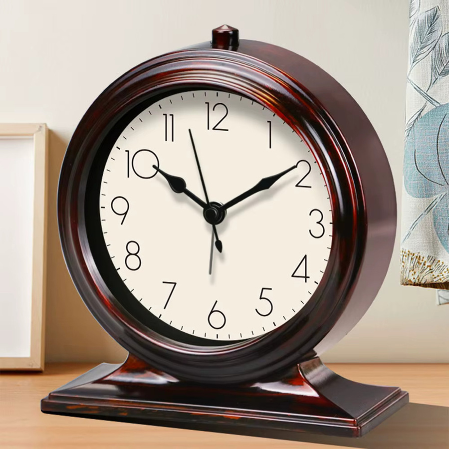 Mabpedo Vintage-Schreibtischuhr Digital, Klassischer Wecker aus Metall in Schwarz oder Braun, Lautsprecher und Desktop-Dekoration für Büro und Wohnzimmer - Bild 2