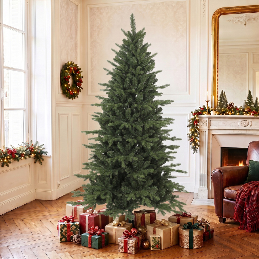 HOMCOM Künstlicher Weihnachtsbaum Grün mit 1438 Spitzen und klappbarem Holzständer, Höhe: 180 cm - Bild 2