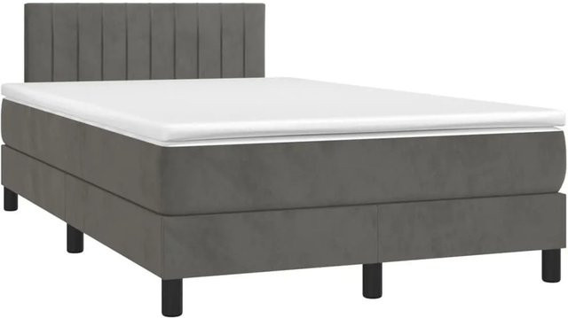 vidaXL Boxspringbett Hybrid mit Matratze und Taschenfederkern in Grau und Weiß, Samt, B/T/H: 120 x 190 x 78 cm - Bild 1