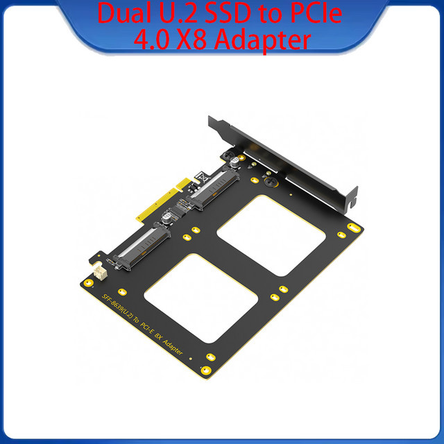 T.F.SKYWINDINTL Dualer U.2 SSD auf PCIe 4.0 x8 Adapter in Schwarz für 2 x U.2 SSD oder Soft RAID ohne Splitter-Funktion mit OS-Aufnahme-Unterstützung - Bild 1