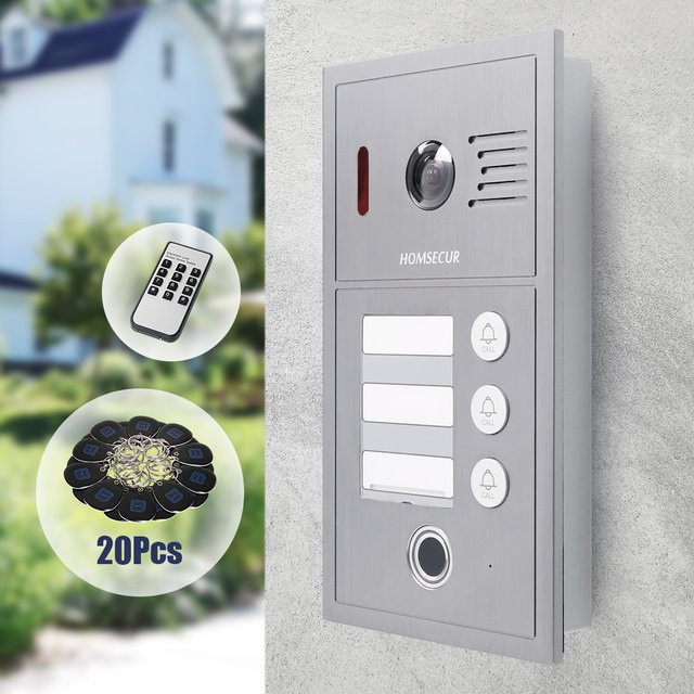 HOMSECUR B19CF-H Video-Türsprechanlage mit Türklingelkamera, Fingerabdruck und RFID-Zugang, Farbe: Silber - Bild 1