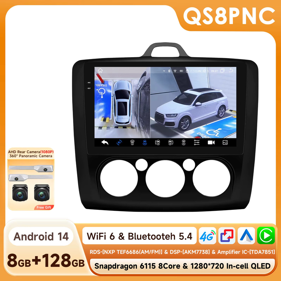 Hizpo Android Autoradio mit Carplay und 4G für Ford Focus 2 3 Mk2 Mk3 2004-2011 inklusive GPS und Bluetooth in Schwarz - Bild 3
