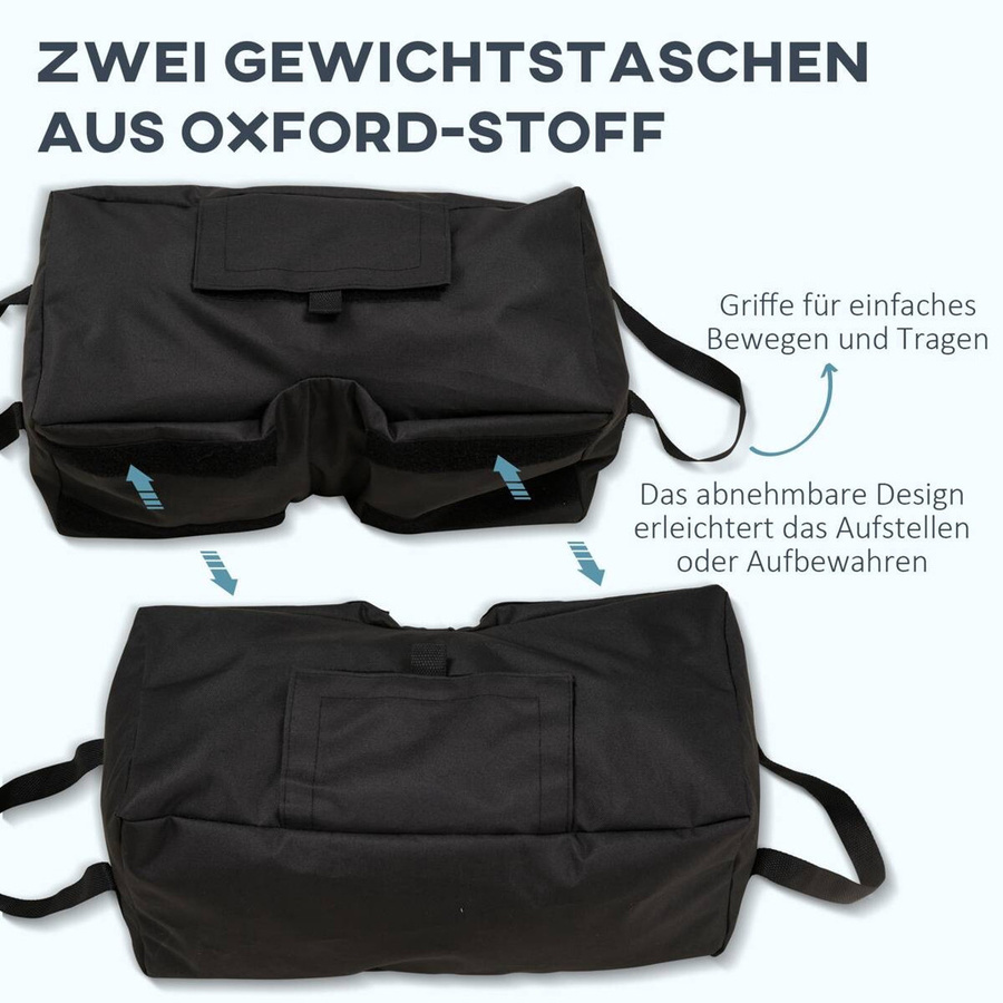 Outsunny Gewichte für Sonnenschirmständer aus Oxfordstoff und PP-Kunststoff, Schwarz, B: 25 cm, T: 50 cm, H: 18 cm - Bild 4