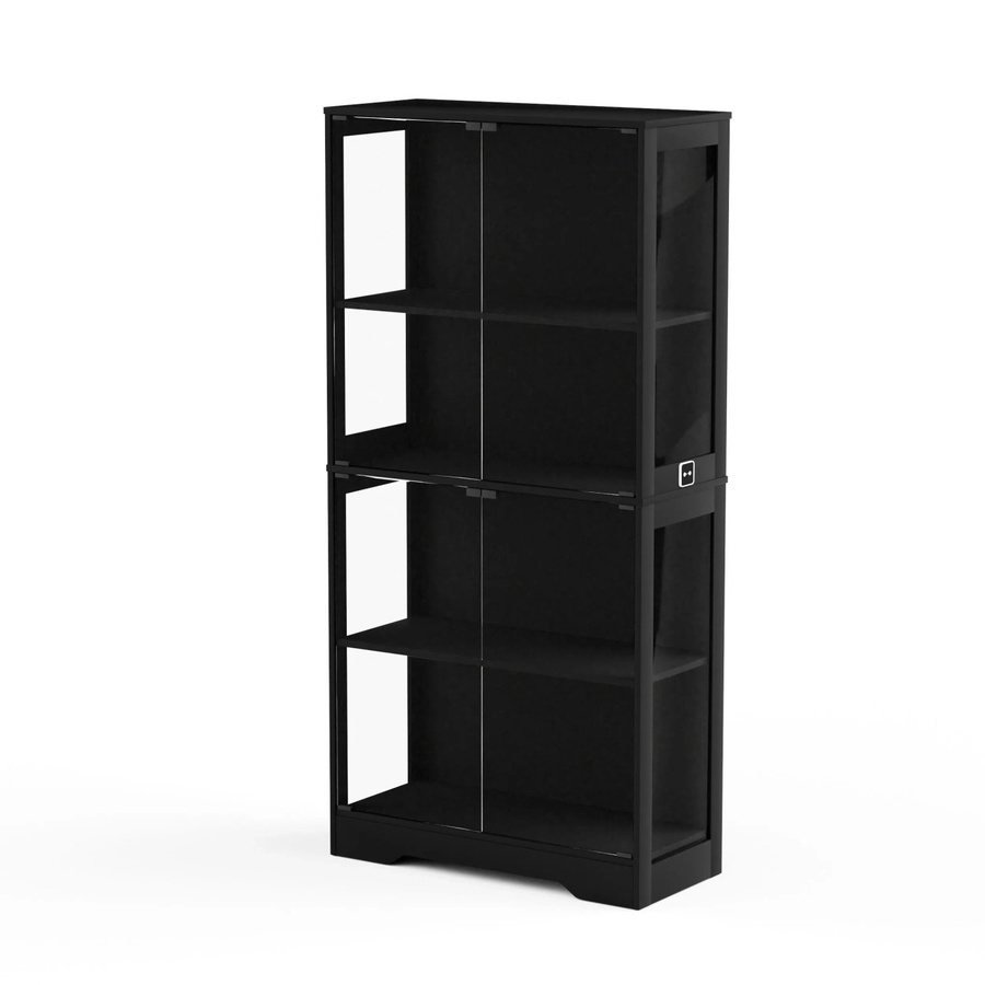 okwish Vitrine mit Glastüren und LED-Beleuchtung in Schwarz, B/T/H: 80 x 35 x 165 cm - Bild 2