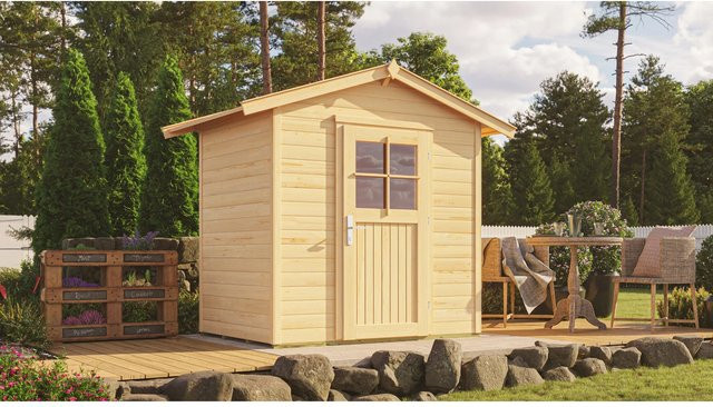 OBI Outdoor Living Holz-Gartenhaus Monza mit Satteldach, unbehandelt, B/T: 174 x 174 cm, Höhe: 227 cm - Bild 1