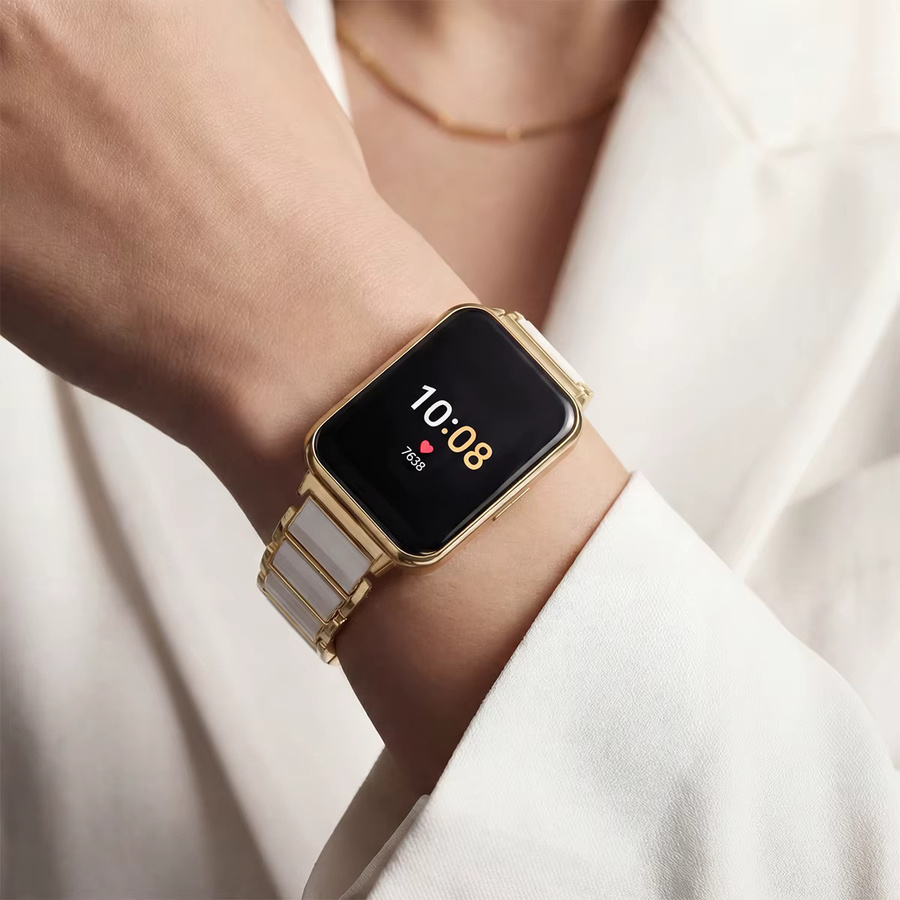 CAOWTAN Smartwatch-Armband Keramik, Metall, Damen, Samsung Galaxy Watch Fit 3 - Bild 2