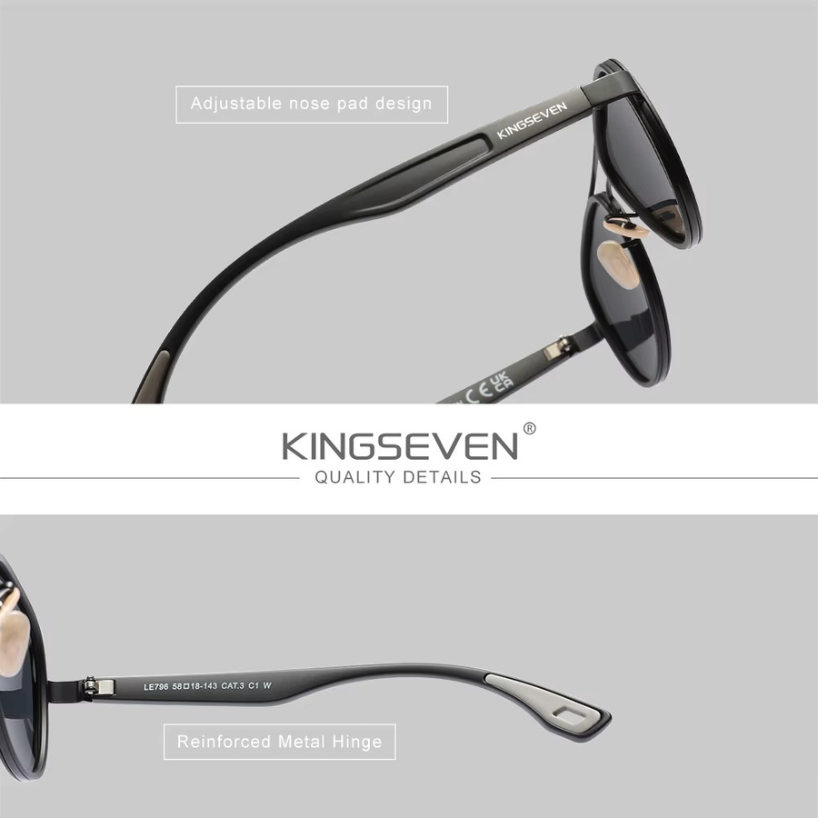 KINGSEVEN Sonnenbrille Aviator, Vollrand, Metall, Unisex, polarisiert - Bild 2
