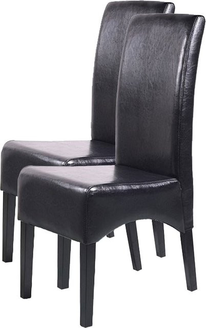 MCW Esszimmerstuhl Crotone 2er-Set aus Leder in Schwarz mit dunklen Beinen - Bild 1