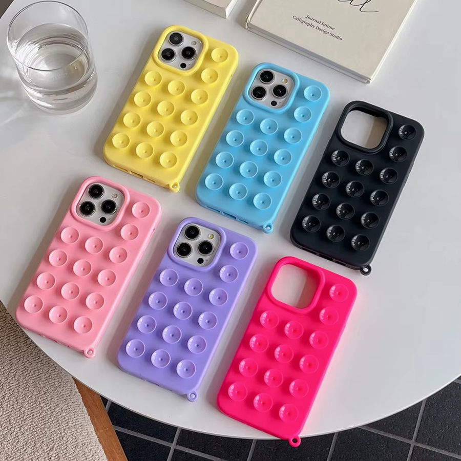 TUNEDEE 3D-Saugnapf-Telefonhülle für iPhone 15 14 13 12 11 Pro Max Plus in Pink, stoßfeste Anti-Rutsch-Abdeckung - Bild 3