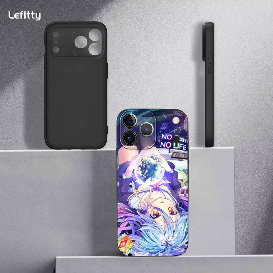 No G-Game No Life Shiro Handyhülle für iPhone 11 bis 17 Pro Max Plus Mini Schwarz Frosted Soft Shell - Bild 4