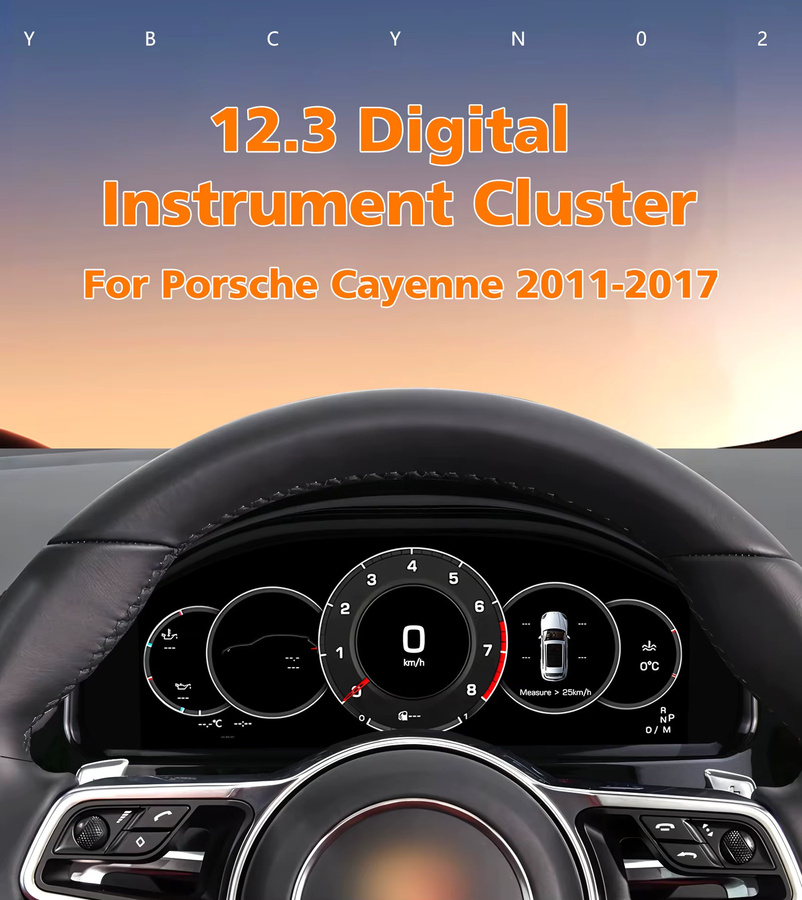 Hizpo Digitales Auto-Instrumentencluster 12,3 Zoll für Porsche Cayenne 2011 - 2017 LCD-Armaturenbrett mit CarPlay und Android Auto in Schwarz - Bild 2