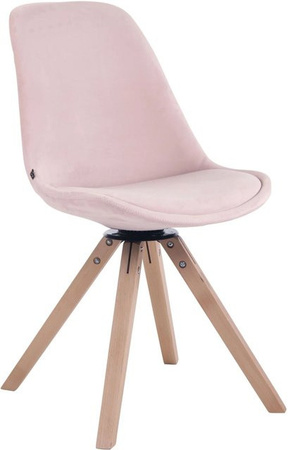 CLP Esszimmerstuhl Troyes Samt Square in Pink mit Naturholz-Gestell, drehbar, B/T/H: 56 x 60 x 84 cm