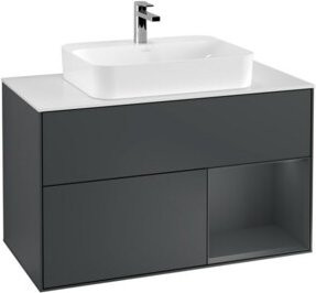 V&B Waschtischunterschrank Finion 100 mit Wandbeleuchtung, lackiert, B/T/H: 100 x 50,1 x 50,1 cm - Bild 1