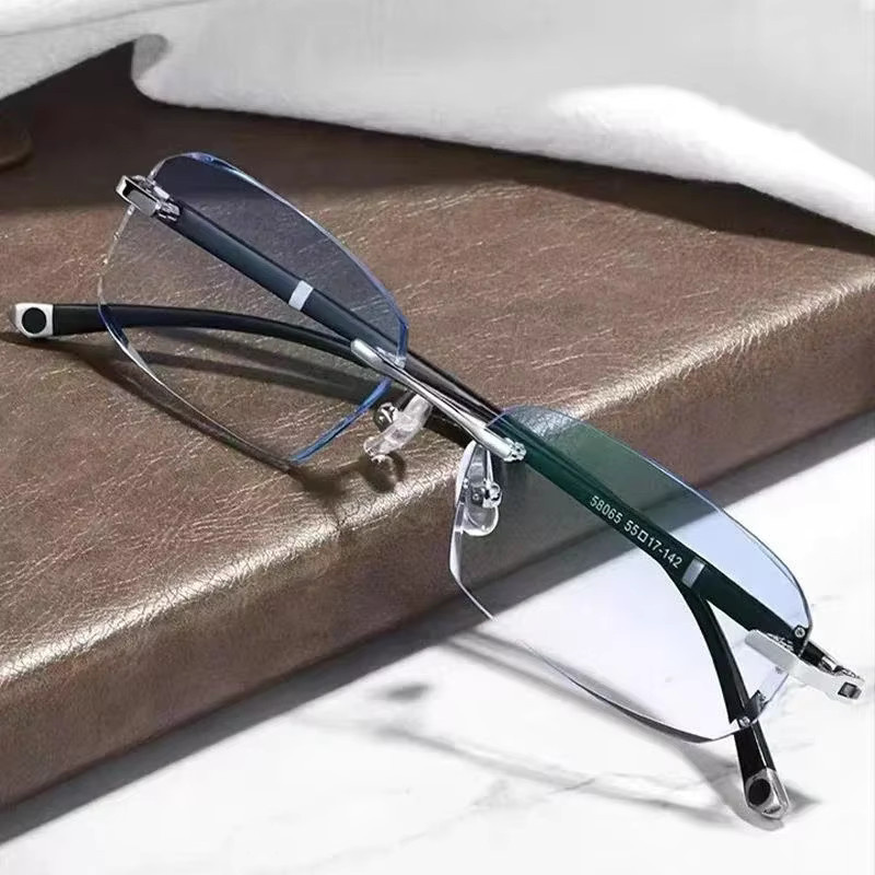 DIXSG Lesebrille, randlos, rechteckig, Metall, Unisex, photochrom - Bild 3