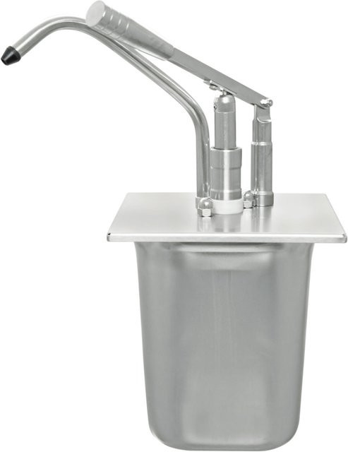 Schneider Hebel Dosierspender GN 1/6 aus Edelstahl in Silber, 3000 ml, B: 18,0 cm, T: 18,0 cm, H: 38,0 cm - Bild 1