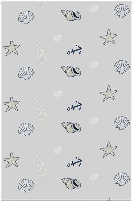 vidaXL Duschrollo mit nautischem Grafikdesign in Grau, B/H: 160 x 240 cm - Bild 1