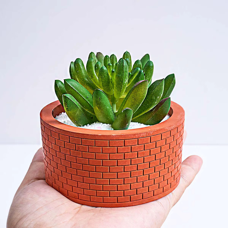 UDOCOOL Silikonform mit rundem kariertem Muster für DIY Blumentöpfe aus Beton Zement Gips oder Epoxidharz, transparent - Bild 2