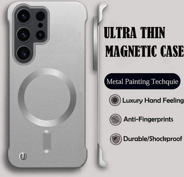 Magnetische MagSafe Schutzhülle aus dünnem PC für Samsung Galaxy S26 S25 S24 S23 S22 S21 FE Plus Note 20 Ultra in Grau - Bild 1