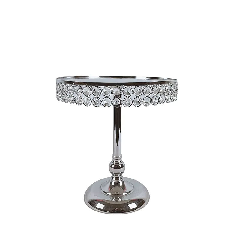 Runder Kuchenständer aus Metall von MYPOAYHODO in Silber mit Kristall-Design - Bild 3