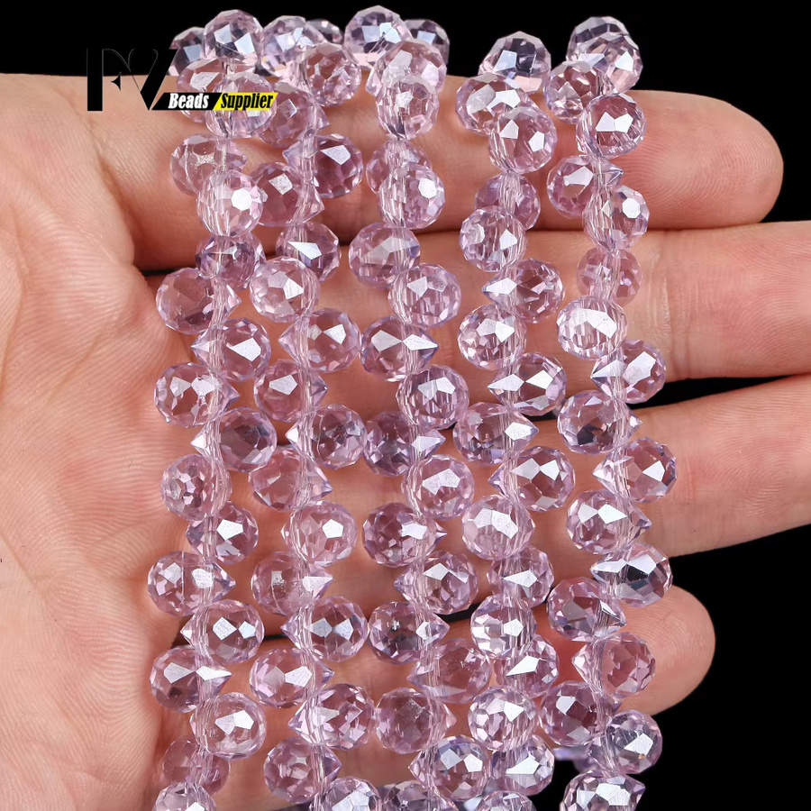 Kristall Perlen Waterdrop, Rosa Lila, 6mm, Armband Zubehör - Bild 6