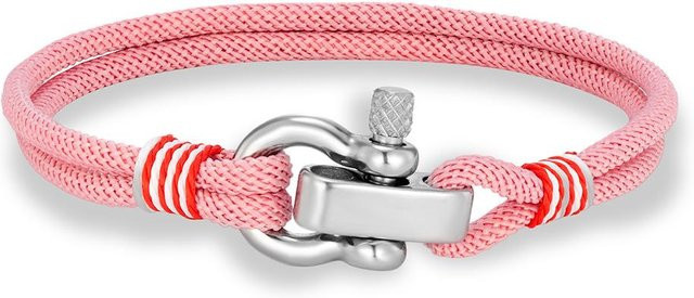 Armband Edelstahl, geflochtenes Seil, Mini Hufeisen-Schäkel, verstellbar, Unisex - Bild 1