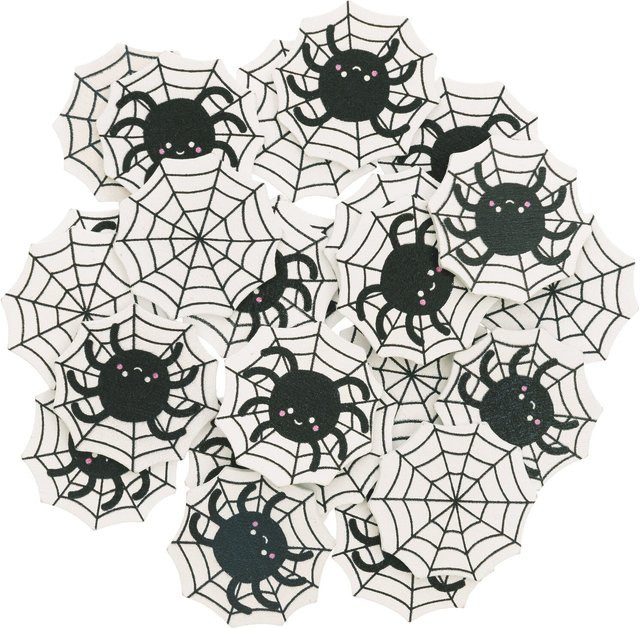 Rico Design Holzstreu Spinnennetz in Schwarz-Weiß für Halloween Tischdeko - Bild 1