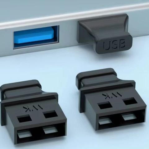 HUXUAN USB-A Staubschutzstecker mit Griff und Abdeckung in Schwarz, 5/10 Stück Set für Laptop und Computer - Bild 1