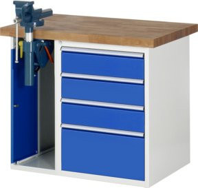 Rau Werkbank 7510A2 mit 4 Schubladen, Schraubstock und höhenverstellbarer Arbeitsfläche, B/T/H: 100 x 70 x 89 cm - Bild 1