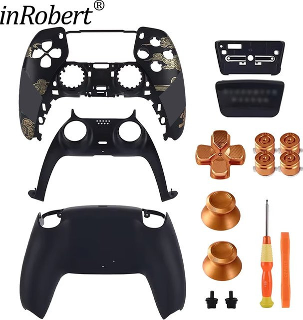inRobert Monkey King Gehäuse für PS5-Controller, vordere und hintere Abdeckung in Schwarz oder Transparent, Ersatz für BDM-010, BDM-020, BDM-030, BDM-040 und BDM-050 - Bild 1