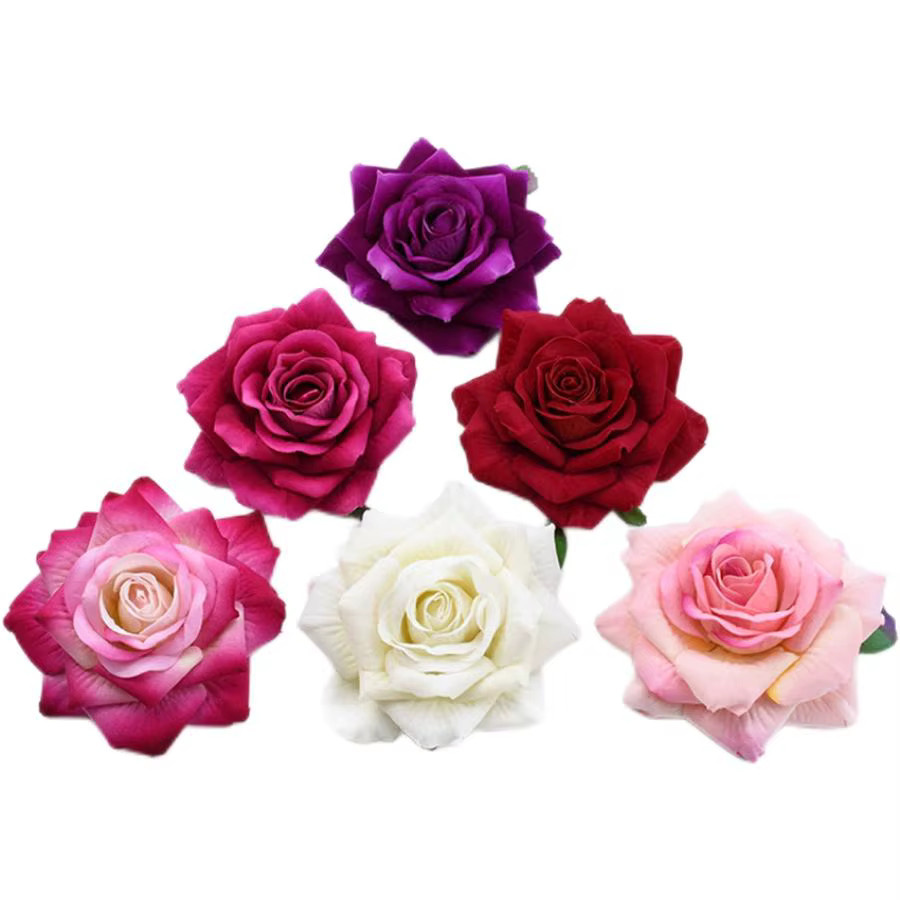 Künstliche Seidenrosen Köpfe für DIY Dekoration, Valentinstag und Hochzeit, 5 oder 10 Stück, Farben: Rot und Mehrfarbig - Bild 4