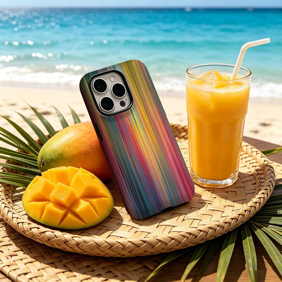 CaseChic MagSafe Schutzhülle mit Farbverlauf und vertikalen Streifen für iPhone 17 16 15 14 Pro Max Plus, matte stoßfeste PC-Hülle, Multicolour - Bild 2