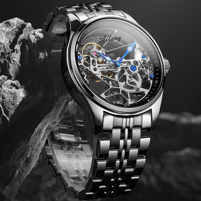 AILANG Armbanduhr Automatik, Edelstahl, Schwarz Blau, Herren - Bild 1