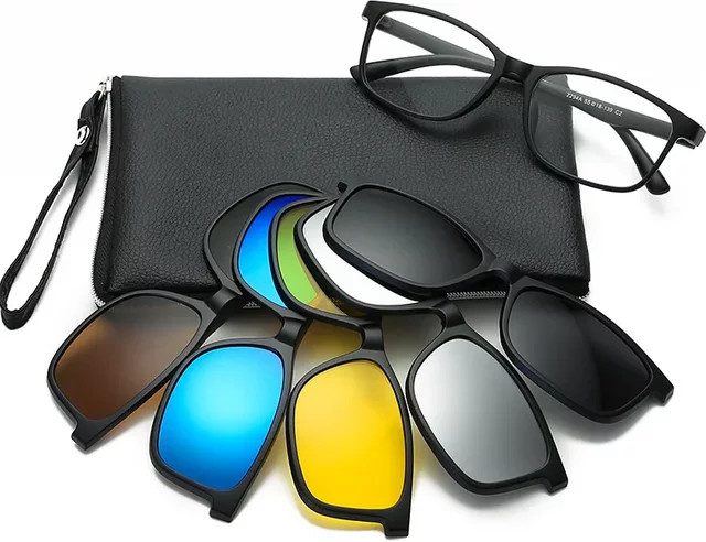 SHINU Sonnenbrille zum Anklipsen, Vollrand, rechteckig, Kunststoff, multicolour - Bild 1
