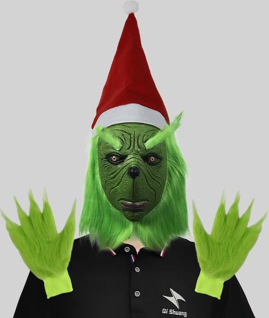 FluxAtelier Grinch Maske und Handschuh-Set, Grün, Set / Bundle - Bild 1