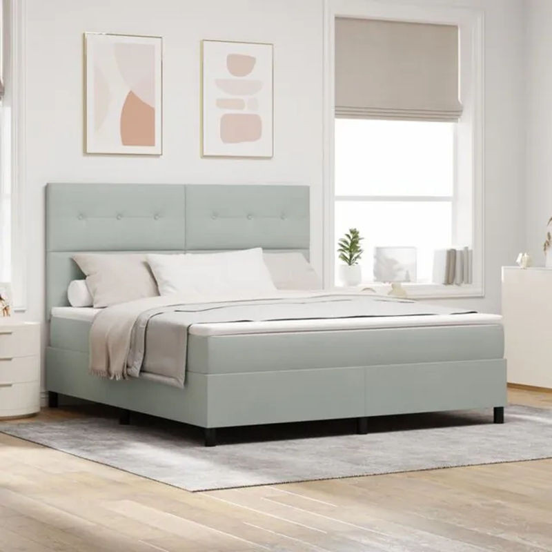 vidaXL Boxspringbett Modern in Grau mit Samtbezug und Holzgestell B/T/H: 180 x 203 x 128 cm - Bild 1
