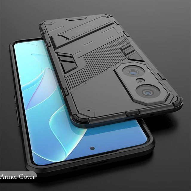 Robuste und stoßfeste Handyhülle für Huawei Nova 9 11 SE 12 sowie Honor 50 70 90 100 Pro mit integriertem Halter und Ständer in Schwarz - Bild 1