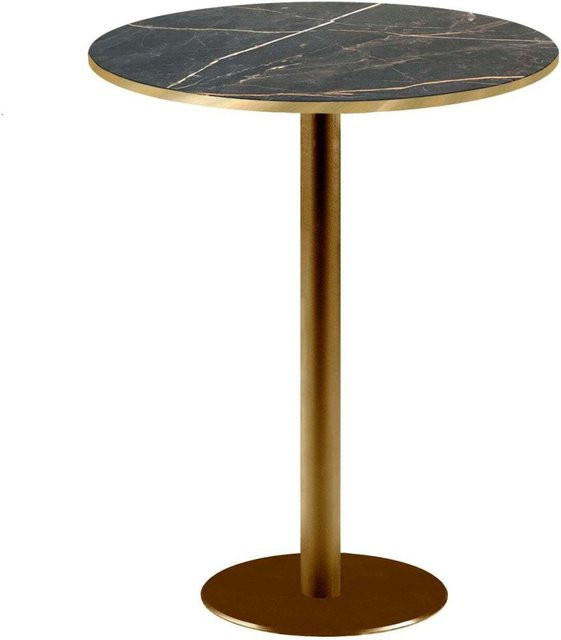 RestooTab Stehtisch Rome rund mit schwarzer Platte und goldmetallic Gestell, Höhe: 113 cm, Durchmesser: 60 cm - Bild 1