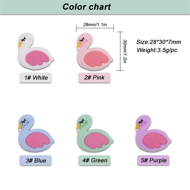 5 Stück Mini Flamingo Silikonperlen, Charms, Armband DIY Zubehör - Bild 1